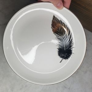 Gold black feather plate